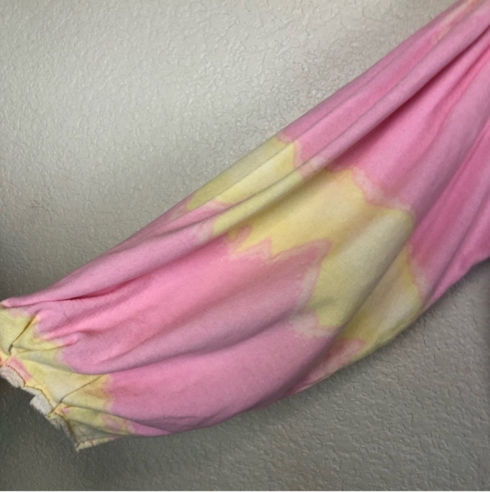 Free People Oversized Feels Right Sweatshirt Tie Dye Neon Pink/ Yellow - Picture 5 of 8